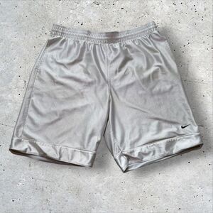 Nike Basketball Shorts Silver Mesh Large Satin Trim Vintage Y2K Sportswear